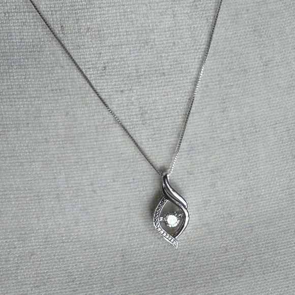 925 Sterling Silver Jewelry - 925 Silver Crystal Pendant Necklace Infinity Symbol Teardrop/Eye Shape 18" Chain
